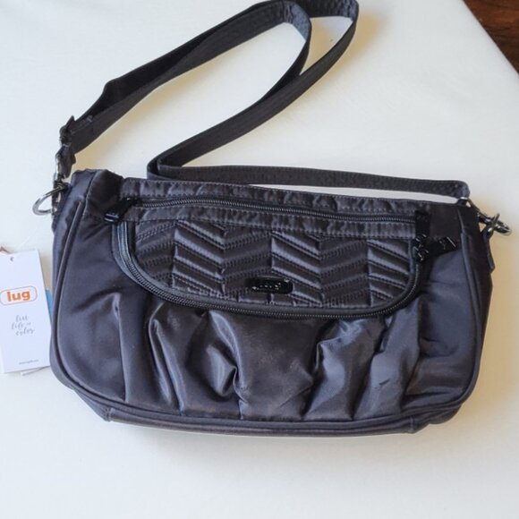 Lug Mambo Crossbody Bag Midnight Black Quilted Chevron NWT - Picture 3 of 13